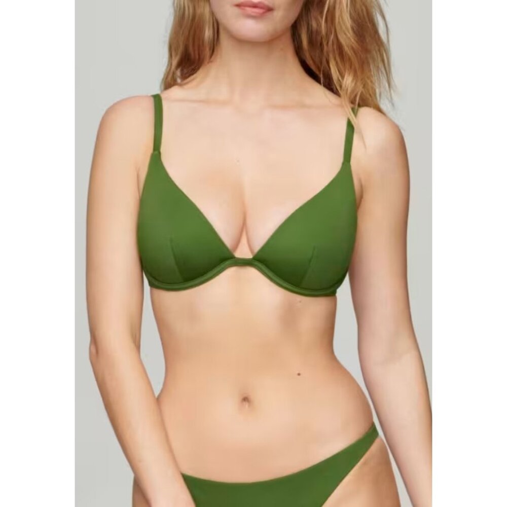 Cuup Womens The Plunge Bra & The Bikini Swim Set Low Rise Seaweed Green Size‎ 2